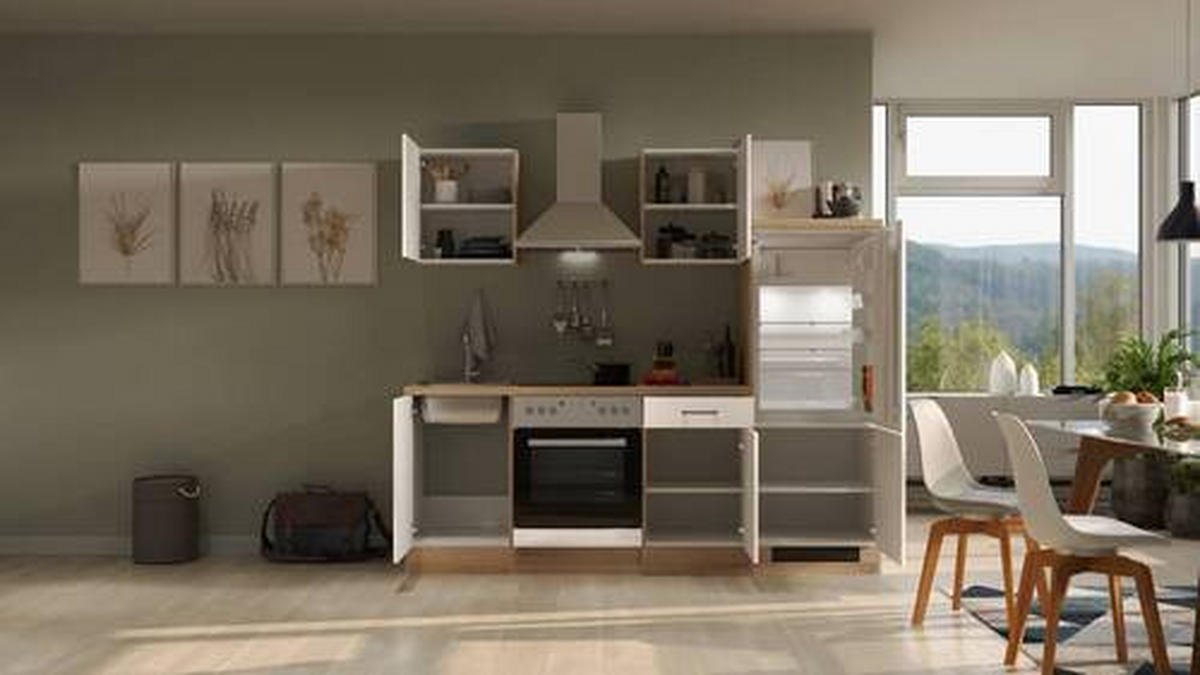 KUCHYNSKÁ LINKA NEPAL 220 - kašmírová/farba ušľachtilej ocele, Modern, kov/kompozitné drevo (220cm) - FlexWell