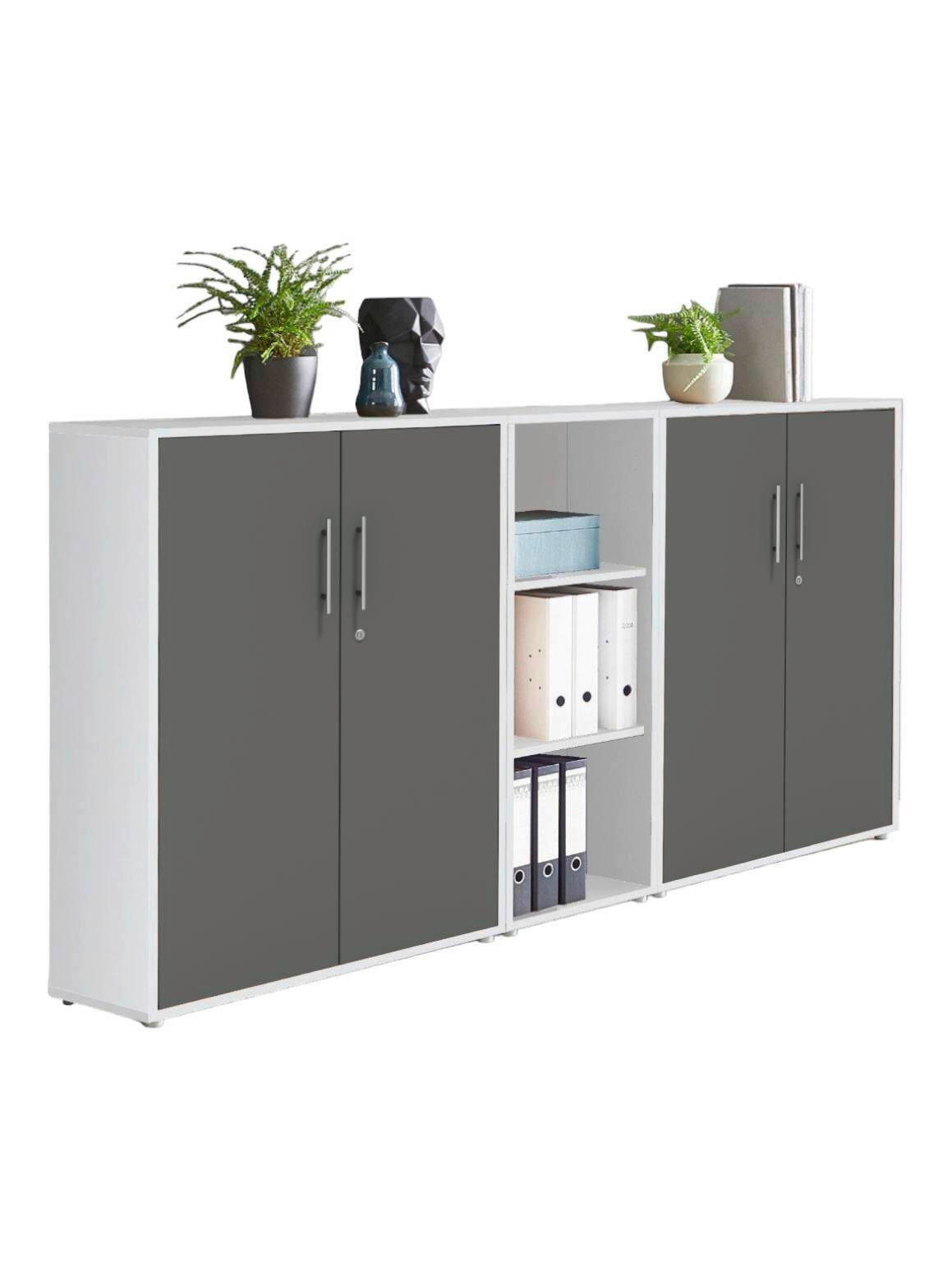 Mid.you Aktenschrank Office Edition Anthrazit, Weiß 212.9x113.6x33 cm