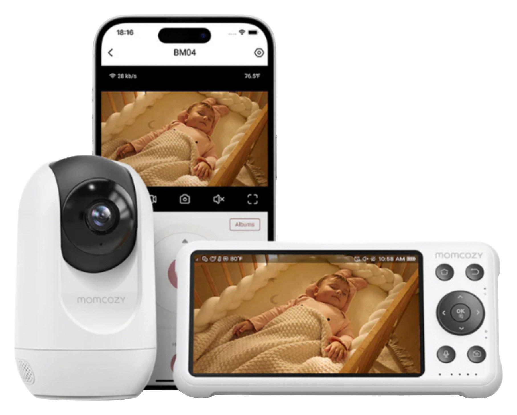 BABYPHONE 150 m  - Weiß, Basics, Kunststoff (20,9cm) - Momcozy