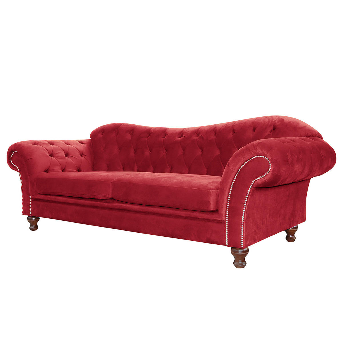 3-SITZER-SOFA SHEFFIELD Mikrofaser Rot  - Rot/Braun, Design, Holz/Textil (230/92/90cm) - P & B