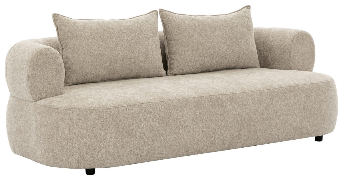 3-SITZER-SOFA Chenille Beige  - Beige/Schwarz, Design, Kunststoff/Textil (200/76/96cm) - Livetastic