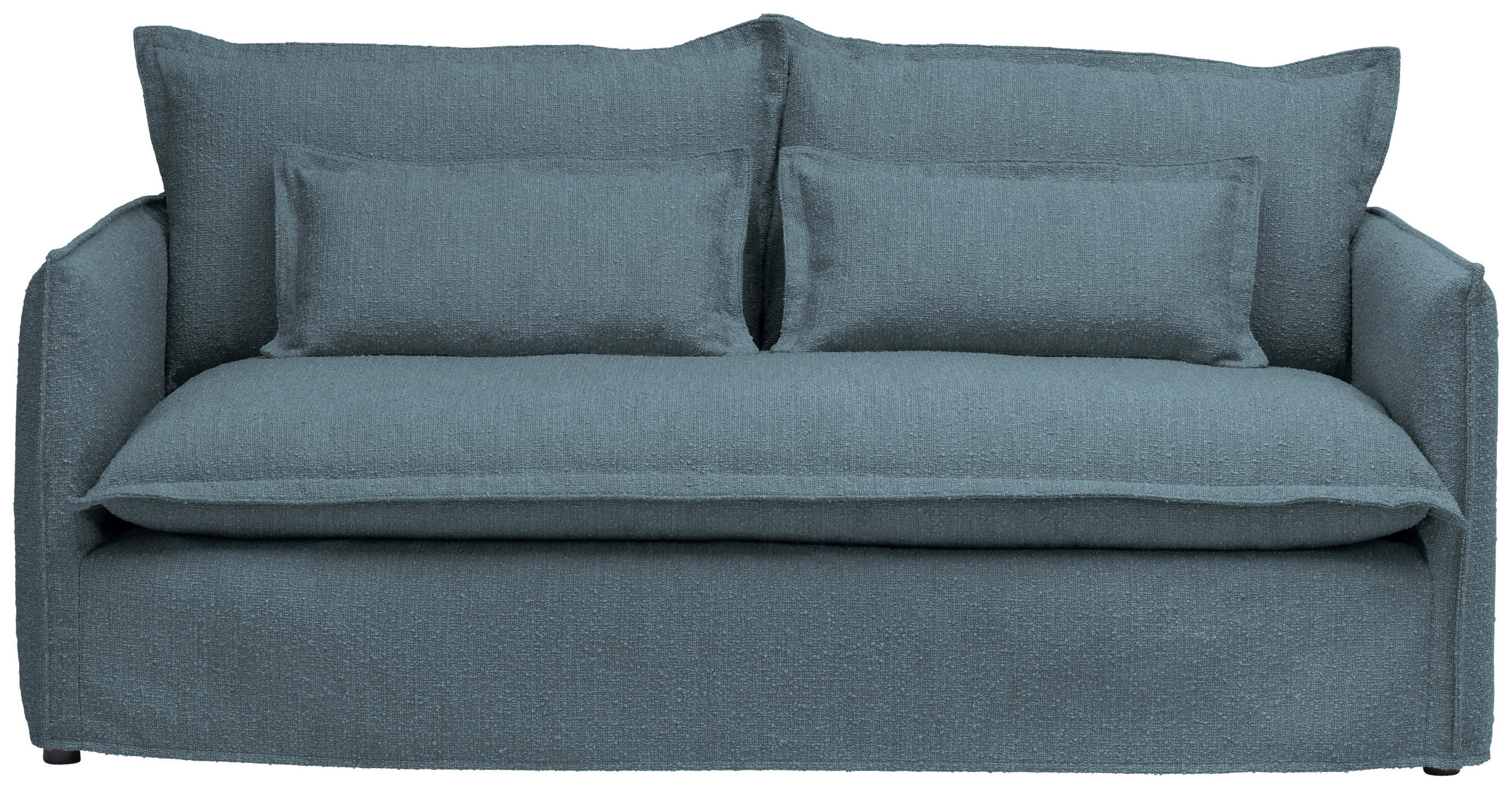 HUSSEN-SOFA in Flachgewebe, Bouclé Blau  - Blau, Trend, Textil/Metall (195/82/98cm) - Livetastic