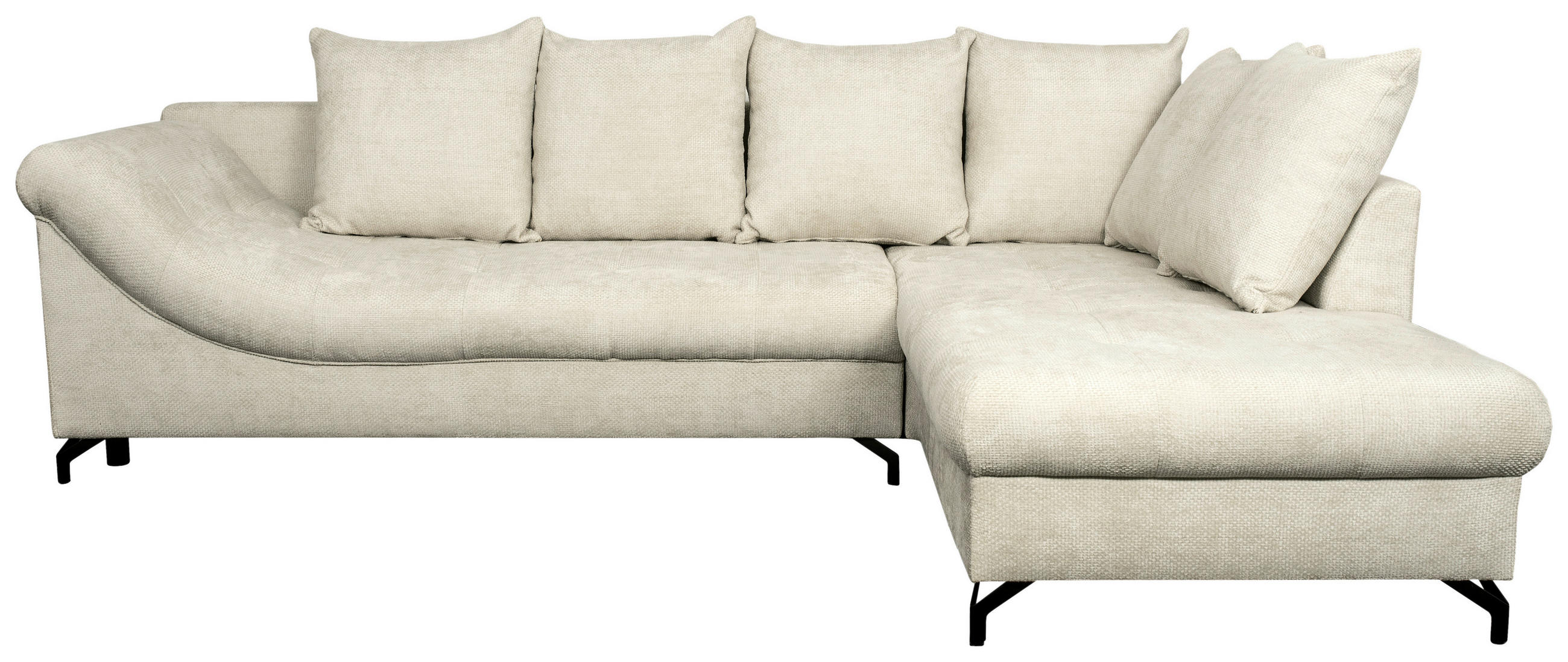 ECKSOFA Perlmutt Struktur  - Perlmutt/Schwarz, KONVENTIONELL, Textil/Metall (274/194cm) - Carryhome