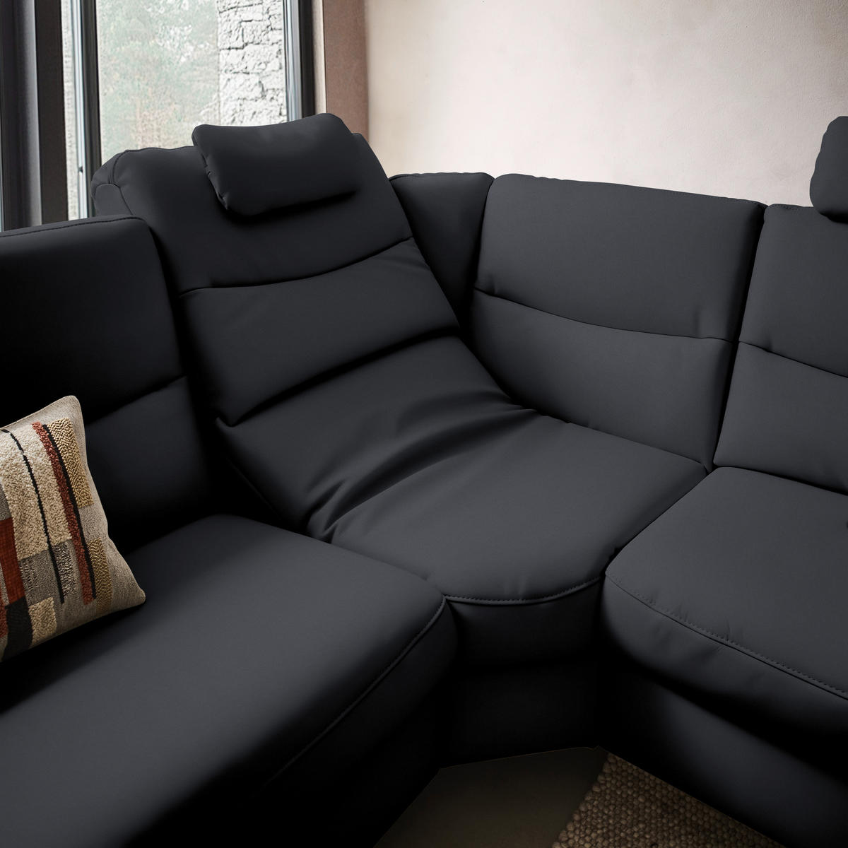 ECKSOFA  in Echtleder Dunkelblau  280/249 cm  - Anthrazit/Dunkelblau, Design, Leder/Metall (280/249cm) - Himolla Komfortklass