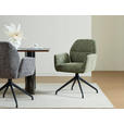 ARMLEHNSTUHL  Sitzfläche 360° drehbar, automatische Rückholfunktion Leinenoptik  - Schwarz/Grün, Design, Textil/Metall (62/89/63cm) - Dieter Knoll