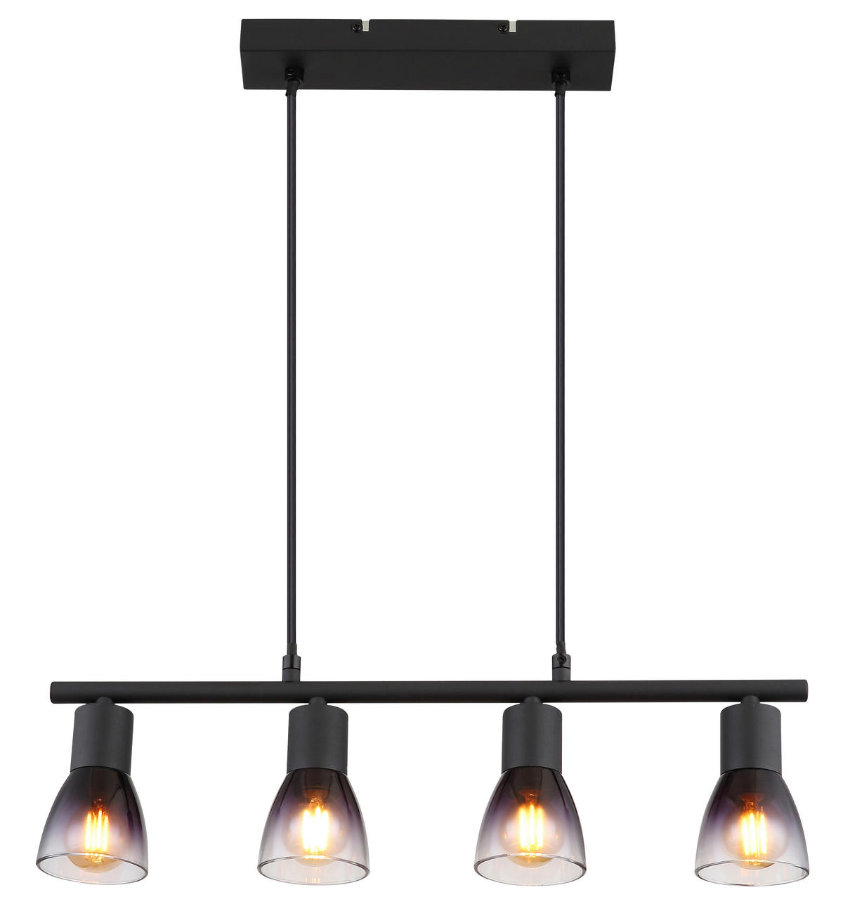 HÄNGELEUCHTE Satella 52/7,2/120 cm  - Klar/Schwarz, Design, Glas/Kunststoff (52/7,2/120cm) - Globo
