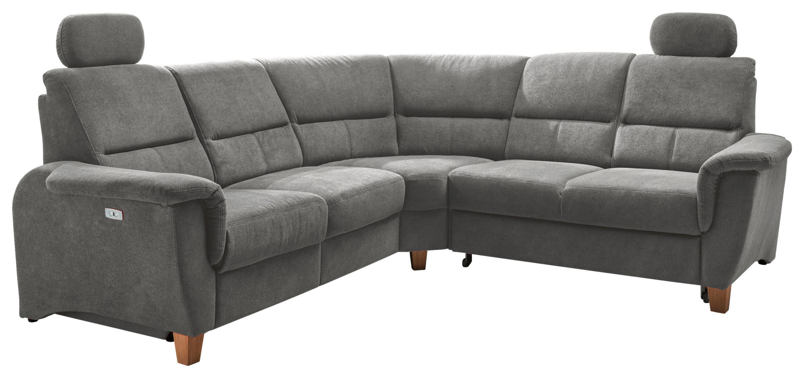 ECKSOFA in Struktur Dunkelgrau  - Wildeiche/Dunkelgrau, Konventionell, Holz/Textil (241/238cm) - Livetastic