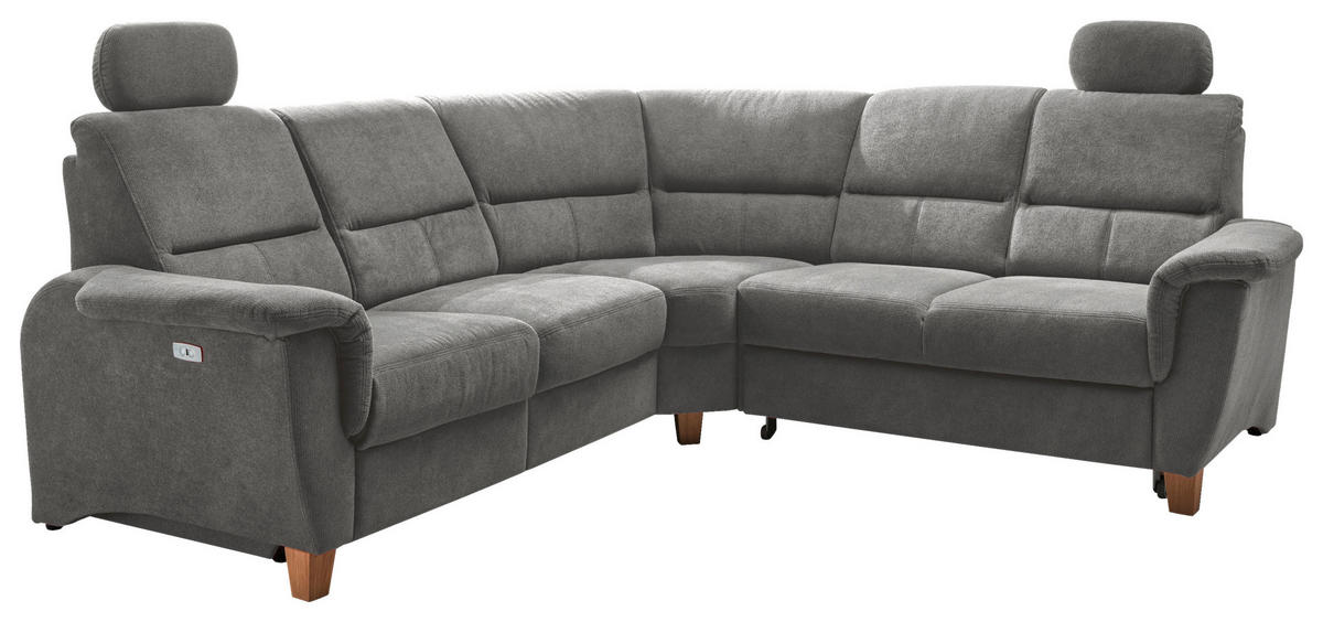 ECKSOFA in Struktur Dunkelgrau  - Wildeiche/Dunkelgrau, Konventionell, Holz/Textil (241/238cm) - Livetastic