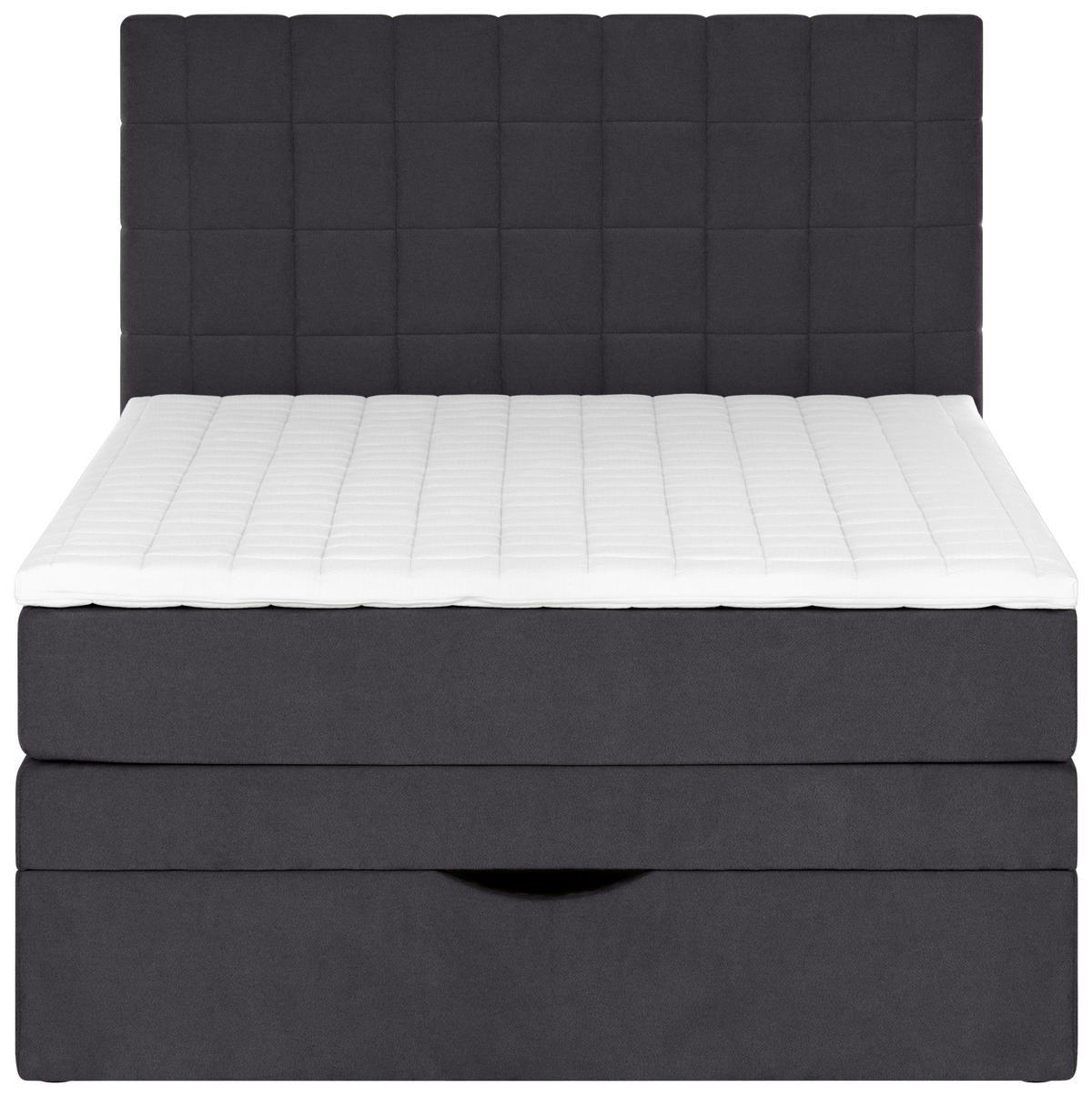 BOXSPRINGBETT 140/200 cm,  in Anthrazit  - Anthrazit/Schwarz, Design, Kunststoff/Textil (140/200cm) - Welnova