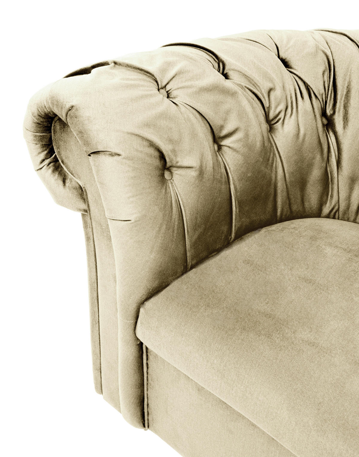 CHESTERFIELD-SESSEL in Velours Beige  - Beige/Schwarz, Design, Holz/Textil (114/78/91cm) - MID.YOU
