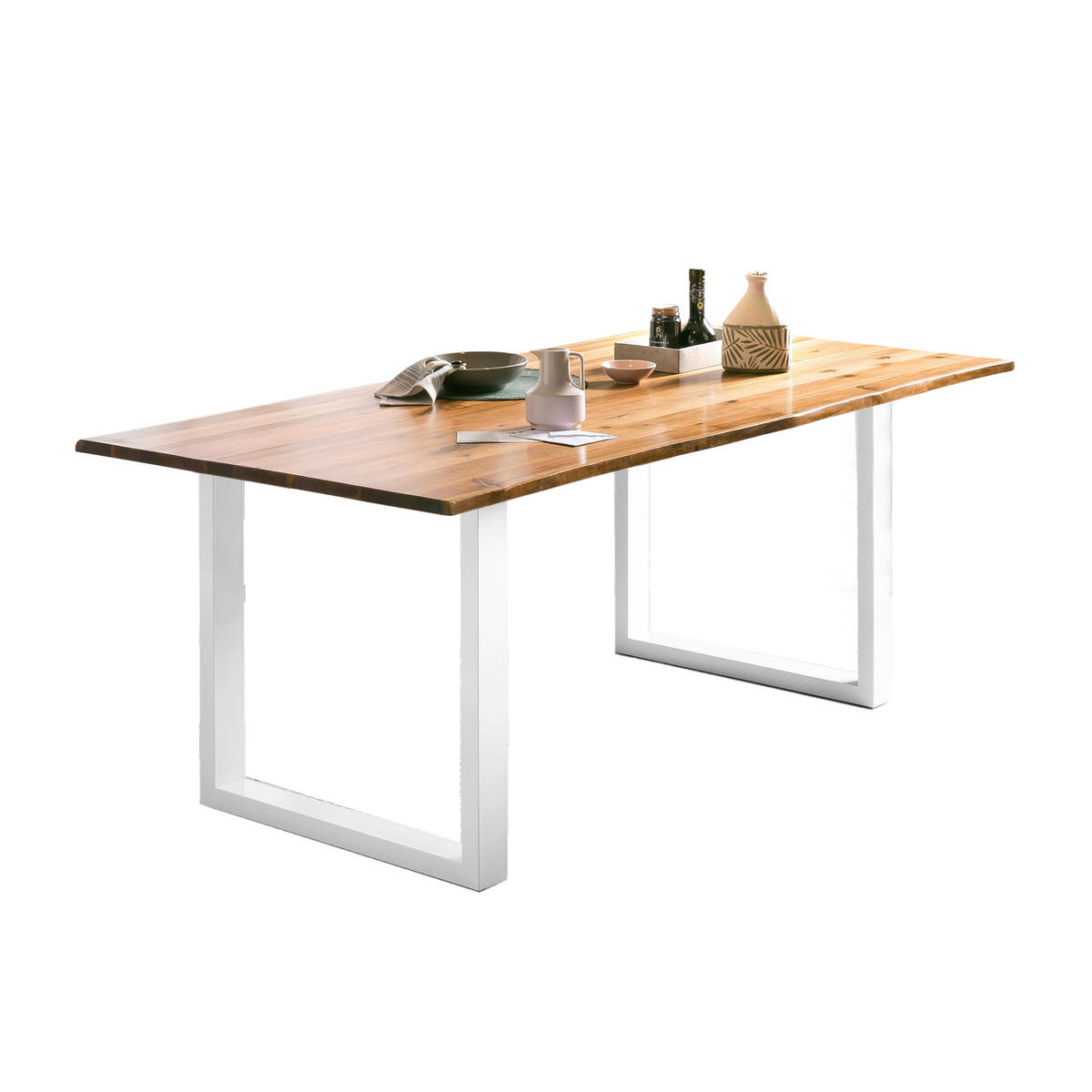ESSTISCH in Holz 200/100/75 cm   - Weiß/Naturfarben, MODERN, Holz/Metall (200/100/75cm) - Livetastic
