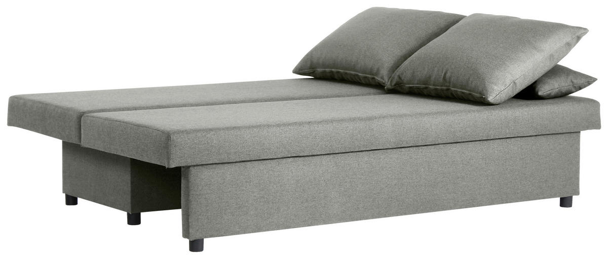 SCHLAFSOFA NEO Webstoff Grau  inkl. Rückenkissen, Armlehnenkissen, Bettkasten  - Schwarz/Grau, Basics, Kunststoff/Textil (192/82/82cm) - P & B