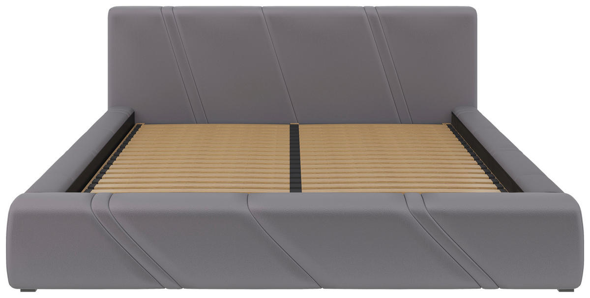 POLSTERBETT 180/200 cm,  in Hellgrau, gepolstertes Kopfteil, Lattenrost, Bettkasten,  - Hellgrau/Schwarz, Design, Holz/Kunststoff (180/200cm) - Chameo