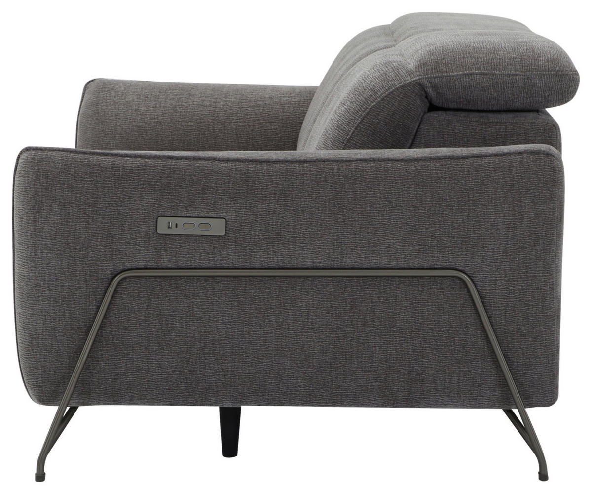 3-SITZER-SOFA in Flachgewebe Dunkelgrau  - Dunkelgrau/Schwarz, Lifestyle, Textil/Metall (198/83/107/111cm) - Livetastic