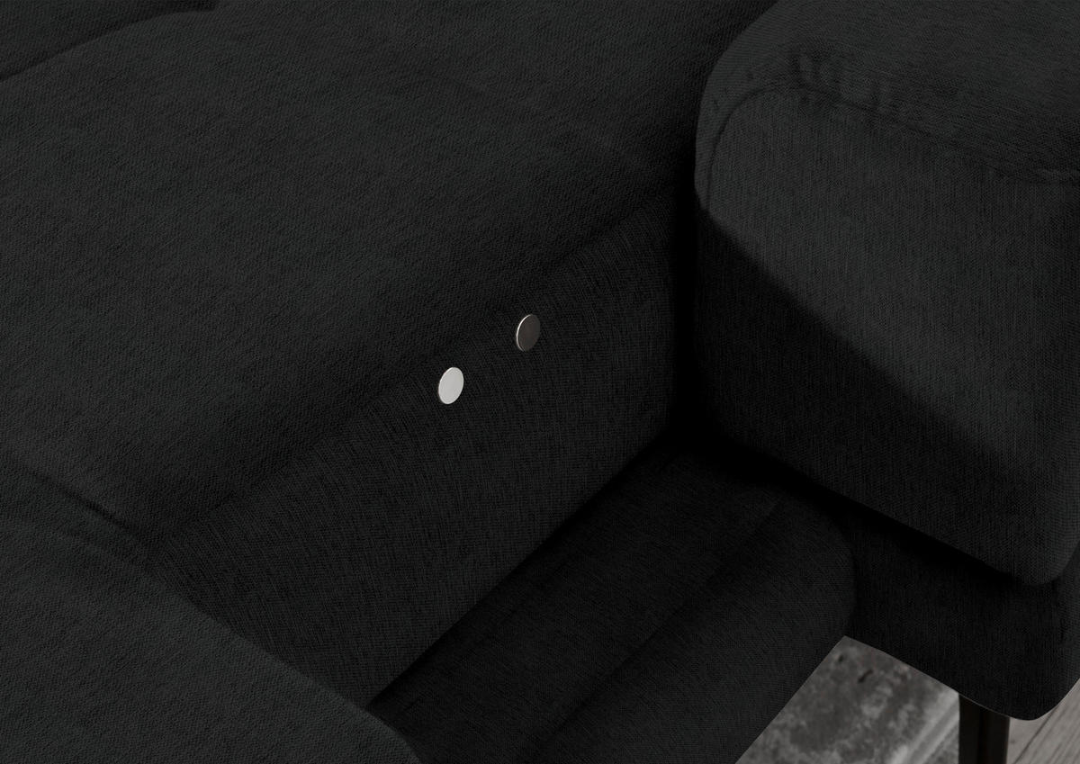 ECKSOFA in Flachgewebe Schwarz  - Schwarz, Design, Textil/Metall (309/190cm) - Beldomo Style