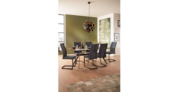 ESSTISCH in Metall, Keramik 180/90/75 cm - Schwarz/Grau, Design, Keramik/Metall (180/90/75cm) - Hom`in