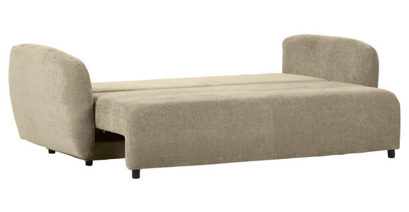 SCHLAFSOFA mit Liegefunktion, Schlafen auf Sitzhöhe, Rücken echt Flachgewebe Beige - Beige/Schwarz, KONVENTIONELL, Kunststoff/Textil (250/74/108cm) - Carryhome