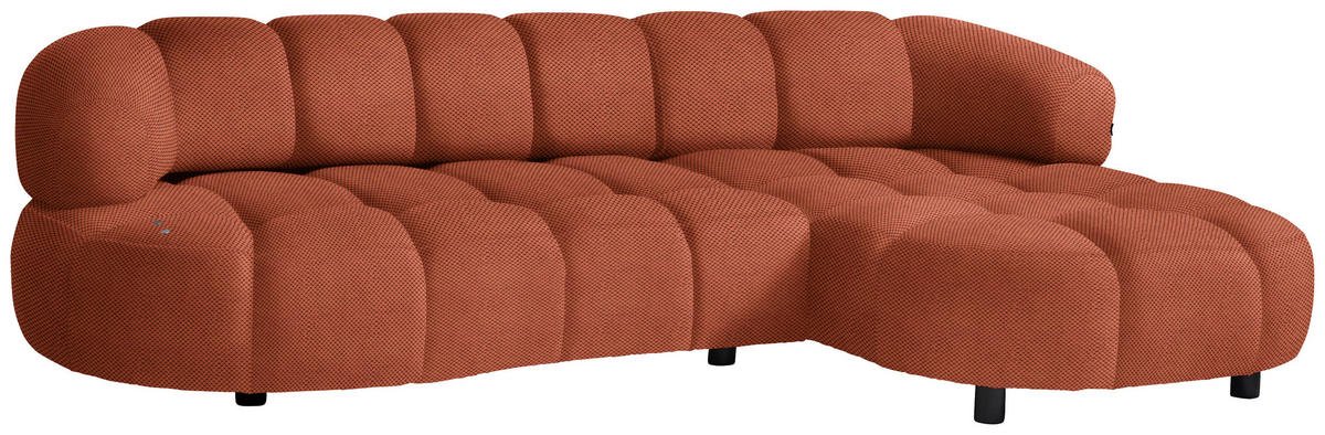 ECKSOFA in Webstoff Rostfarben  - Rostfarben/Schwarz, Design, Holz/Textil (284/183cm) - Welnova