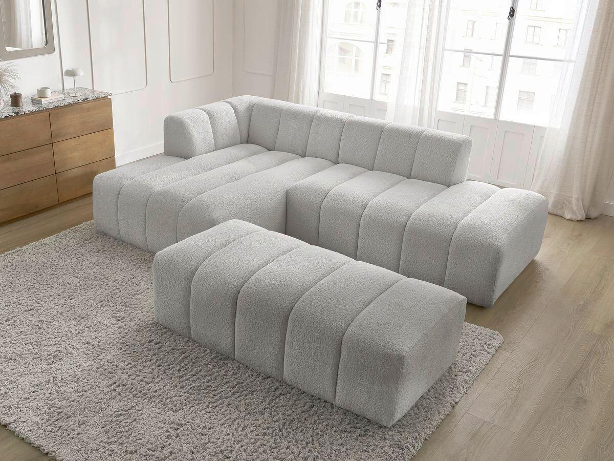 ECKSOFA  ANNECY Hellgrau Bouclé  - Hellgrau/Schwarz, MODERN, Kunststoff/Textil (170/262cm)