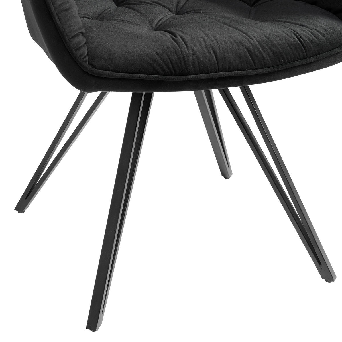 ARMLEHNSTUHL  in Eisen Samt  - Schwarz, LIFESTYLE, Holz/Textil (61/82/62cm) - Livetastic