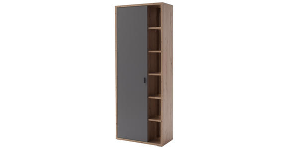 GARDEROBENSCHRANK 76/199/37 cm  - Eichefarben/Anthrazit, Design, Holzwerkstoff/Metall (76/199/37cm) - Xora