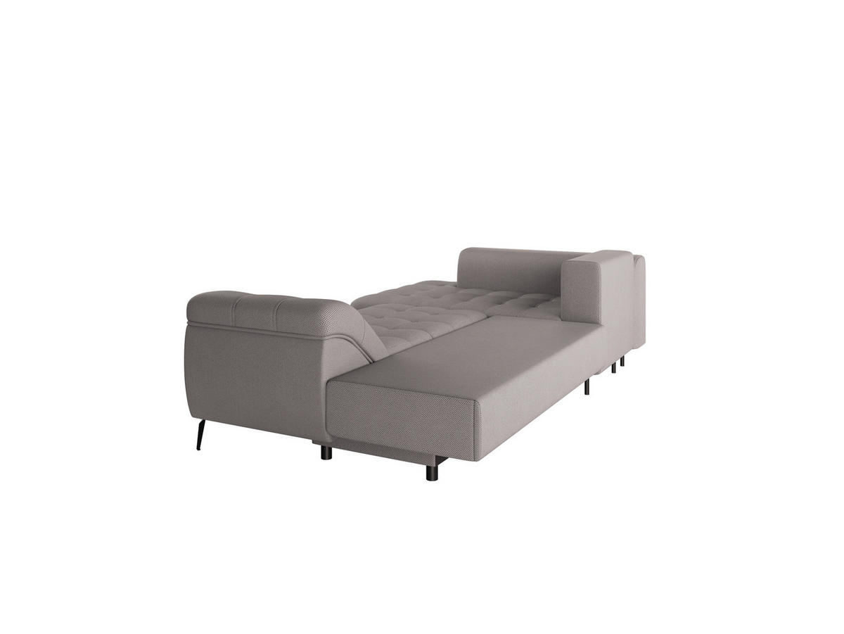 Ecksofa inkl. Funktionen in Webstoff Graubraun  - Graubraun/Schwarz, Modern, Textil/Metall (177/279cm) - Stylife