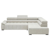 HÖRNSOFFA i chenille, vävt tyg sandfärgad  - sandfärgad/svart, Modern, textil/plast (283/106cm) - MID.YOU