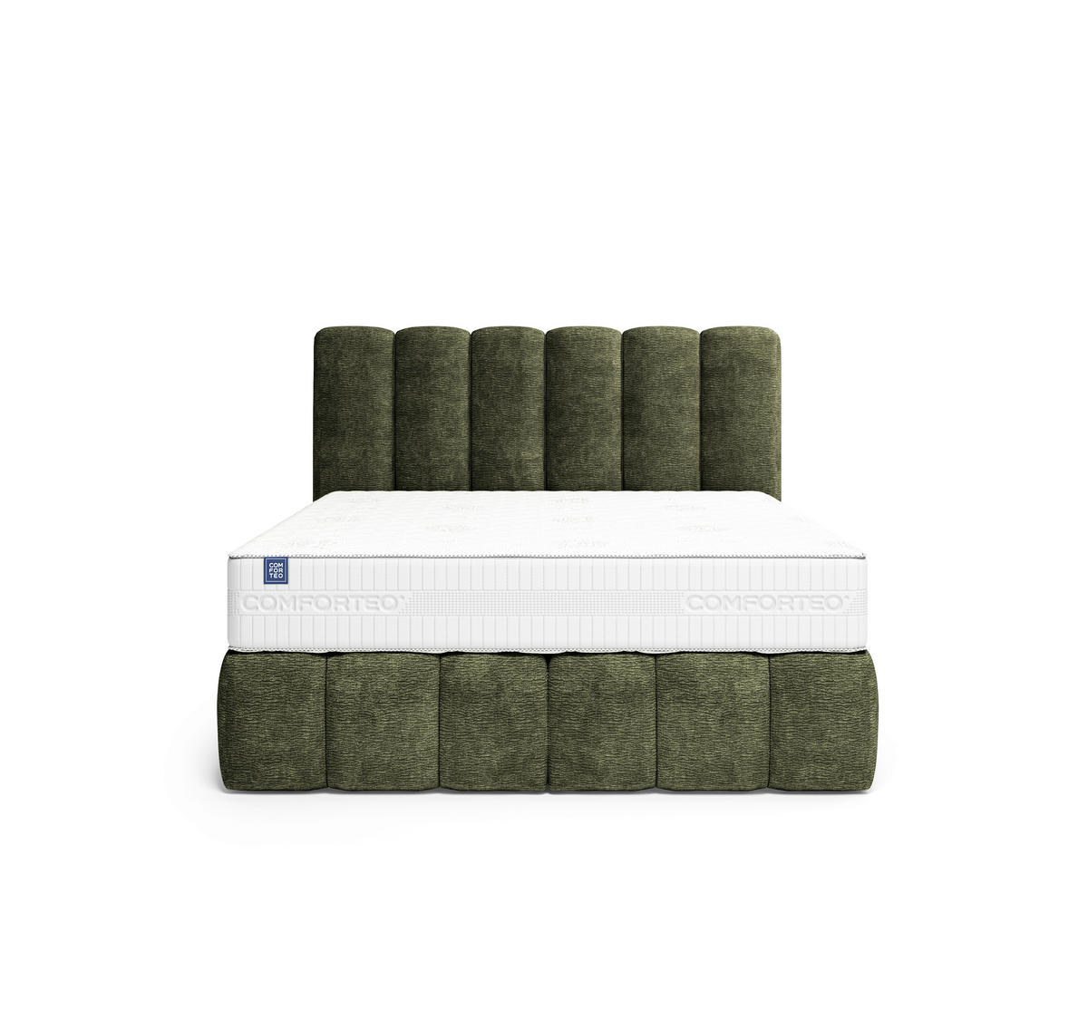 BOXSPRINGBETT 140/200 cm,  in Dunkelgrün, Matratze, H3 + H4 = fest + sehr fest  - Dunkelgrün/Schwarz, Modern, Holz/Holzwerkstoff (140/200cm) - MID.YOU