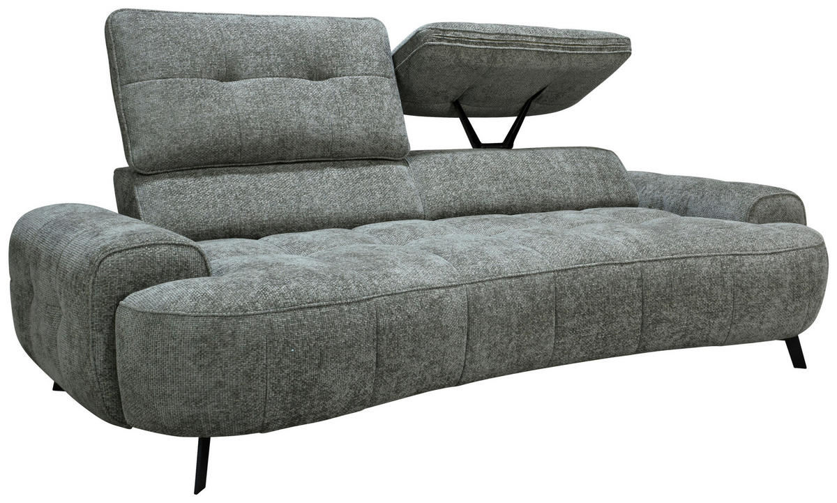 2-SITZER-SOFA Chenille Grau  - Schwarz/Grau, Design, Kunststoff/Textil (230/84/104/111/122cm) - Livetastic