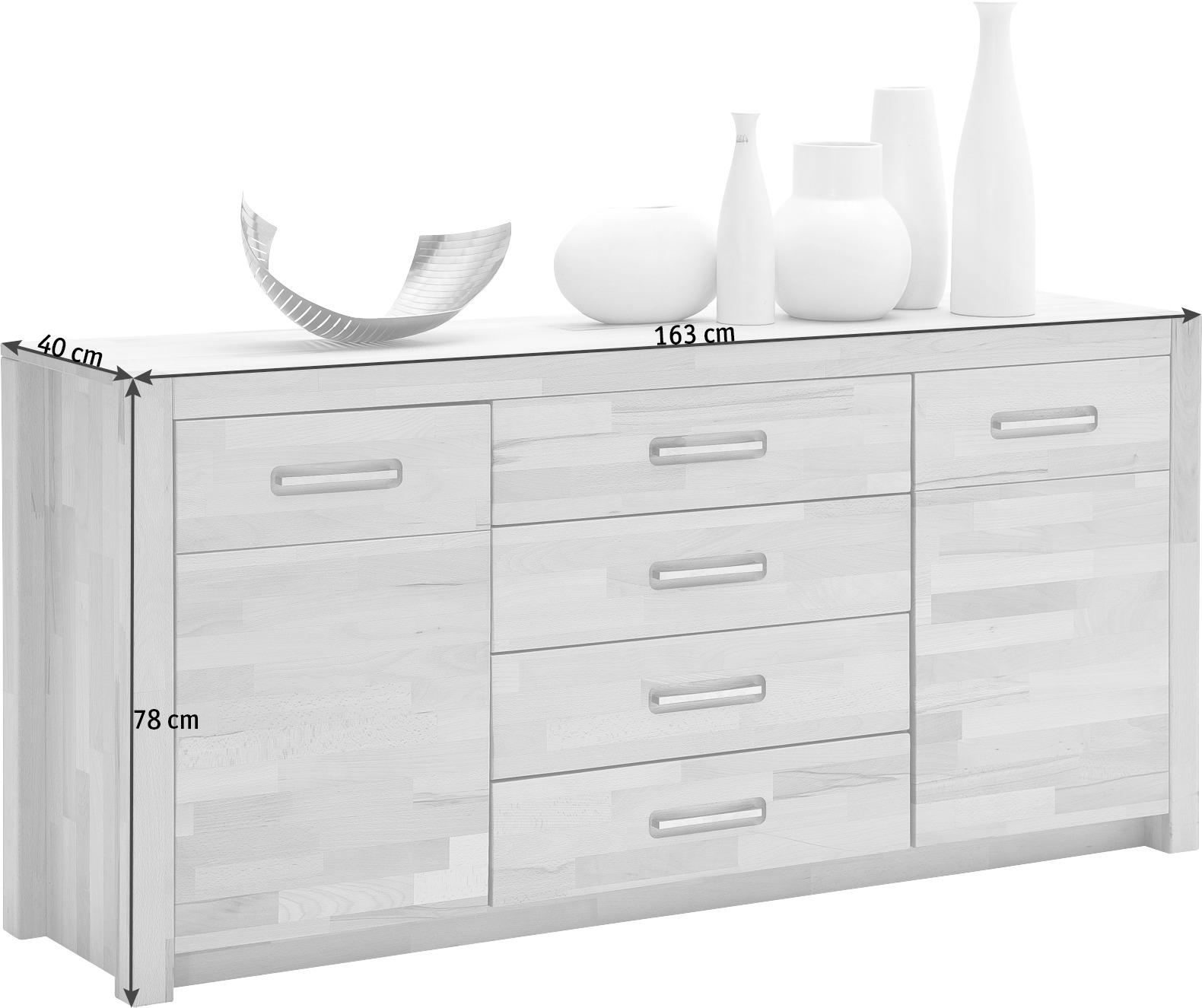 SIDEBOARD 163/78/40 cm  in Buchefarben  - Buchefarben/Alufarben, Design, Holz/Metall (163/78/40cm) - MID.YOU