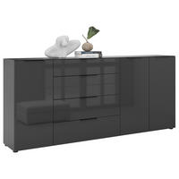 SIDEBOARD Style  in 225/98,7/40 cm  - Anthrazit/Anthrazit Hochglanz, Basics, Glas/Holzwerkstoff (225/98,7/40cm)