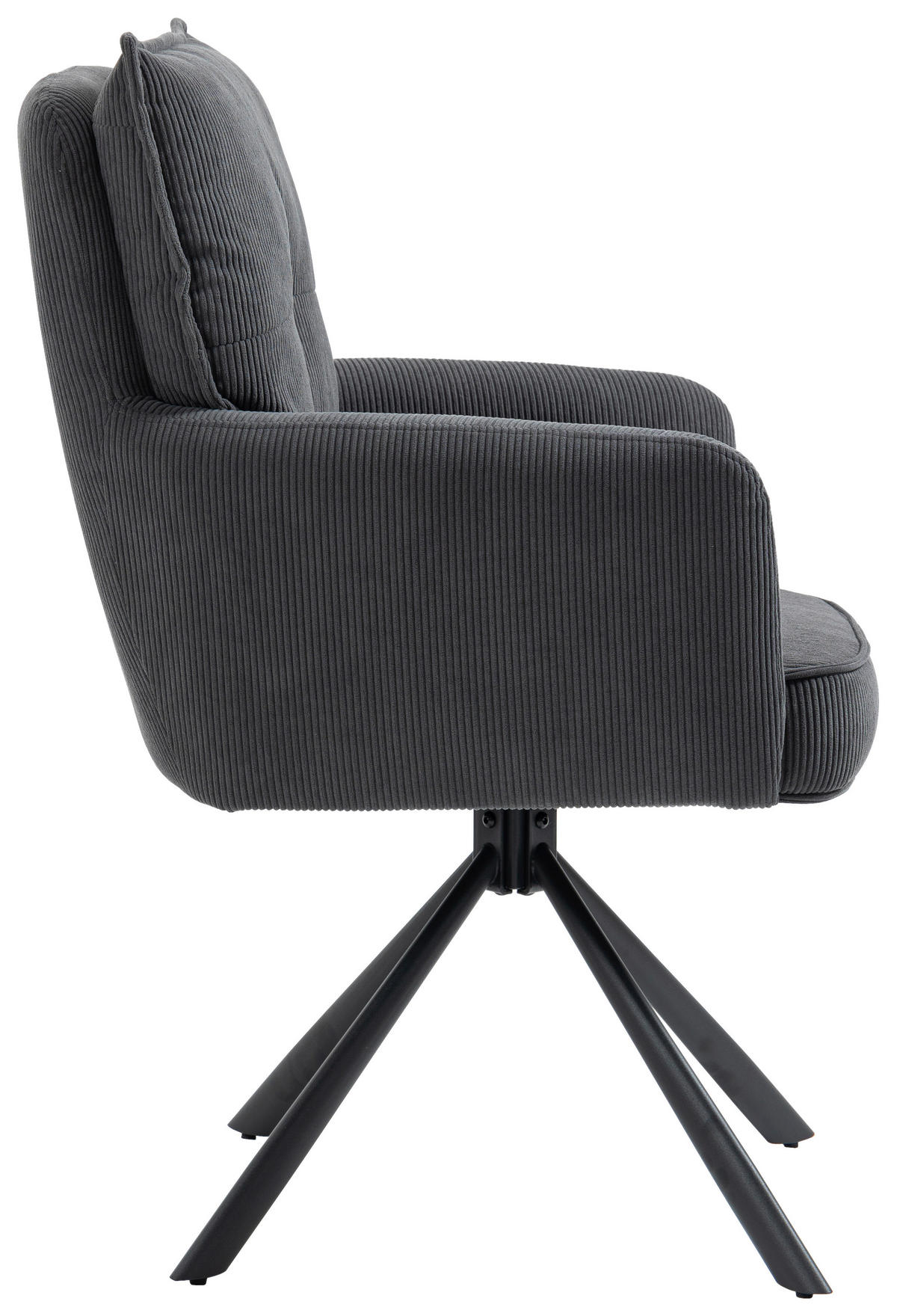 ARMLEHNSTUHL  in Eisen Cord  - Anthrazit/Schwarz, Design, Textil/Metall (60/95/67cm) - Novel