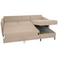 ECKSOFA Hellbraun Chenille  - Hellbraun/Schwarz, KONVENTIONELL, Holz/Textil (159/221cm) - Carryhome