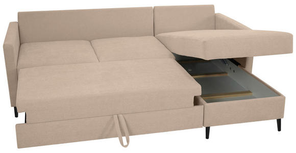 ECKSOFA Hellbraun Chenille - Hellbraun/Schwarz, KONVENTIONELL, Holz/Textil (159/221cm) - Carryhome
