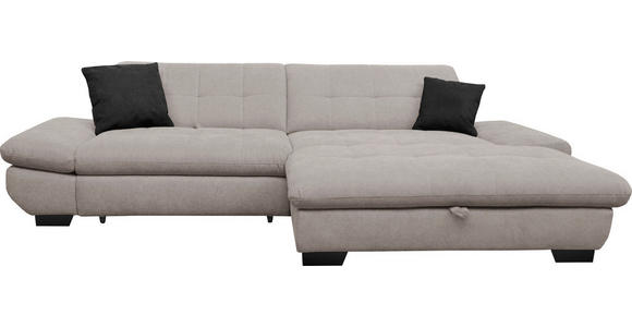 ECKSOFA in Mikrofaser Hellgrau  - Hellgrau/Schwarz, Design, Textil/Metall (290/198cm) - Xora