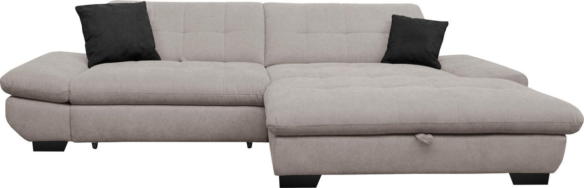 ECKSOFA in Mikrofaser Hellgrau  - Hellgrau/Schwarz, Design, Textil/Metall (290/198cm) - Xora