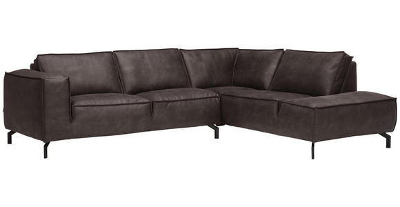 WOHNLANDSCHAFT in Textil Braun - Schwarz/Braun, ROMANTIK / LANDHAUS, Textil/Metall (283/230cm) - Valnatura