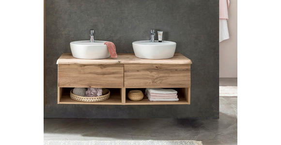 WASCHTISCHKOMBI 121 cm  - Eiche Wotan/Weiß, Natur, Keramik/Holzwerkstoff (121cm) - Xora