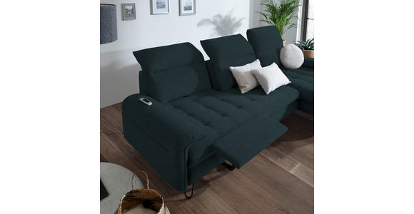 ECKSOFA in Flachgewebe Petrol  - Petrol/Schwarz, LIFESTYLE, Textil/Metall (310/180cm) - Valnatura