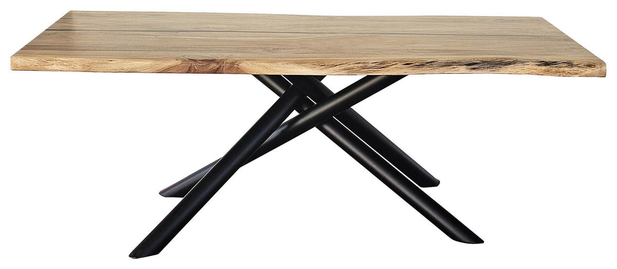 ESSTISCH in Metall, Holz 200/100/76 cm  - Schwarz/Akaziefarben, LIFESTYLE, Holz/Metall (200/100/76cm) - Landscape