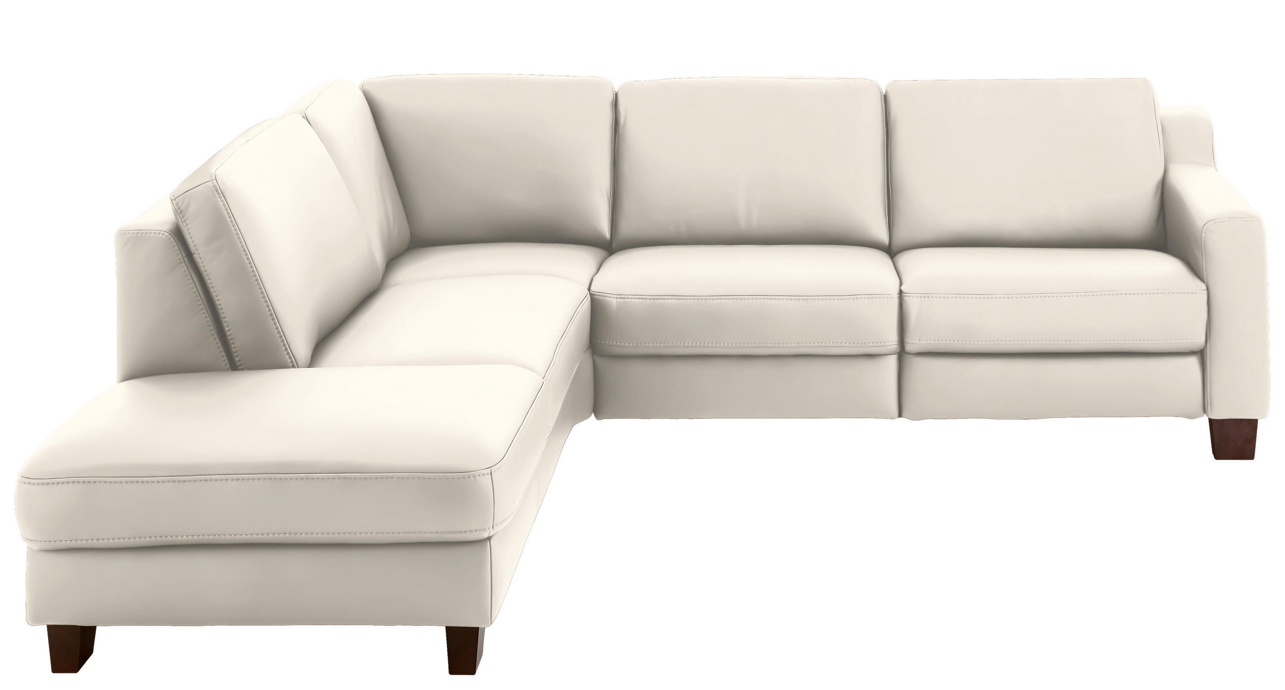 ECKSOFA in Echtleder Creme  - Eichefarben/Creme, Design, Leder/Holz (235/259cm) - Valdera