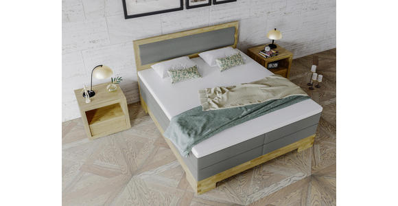 BOXSPRINGBETT 160/200 cm INKL. - Eichefarben/Grau, KONVENTIONELL, Holz/Textil (160/200cm) - Linea Natura