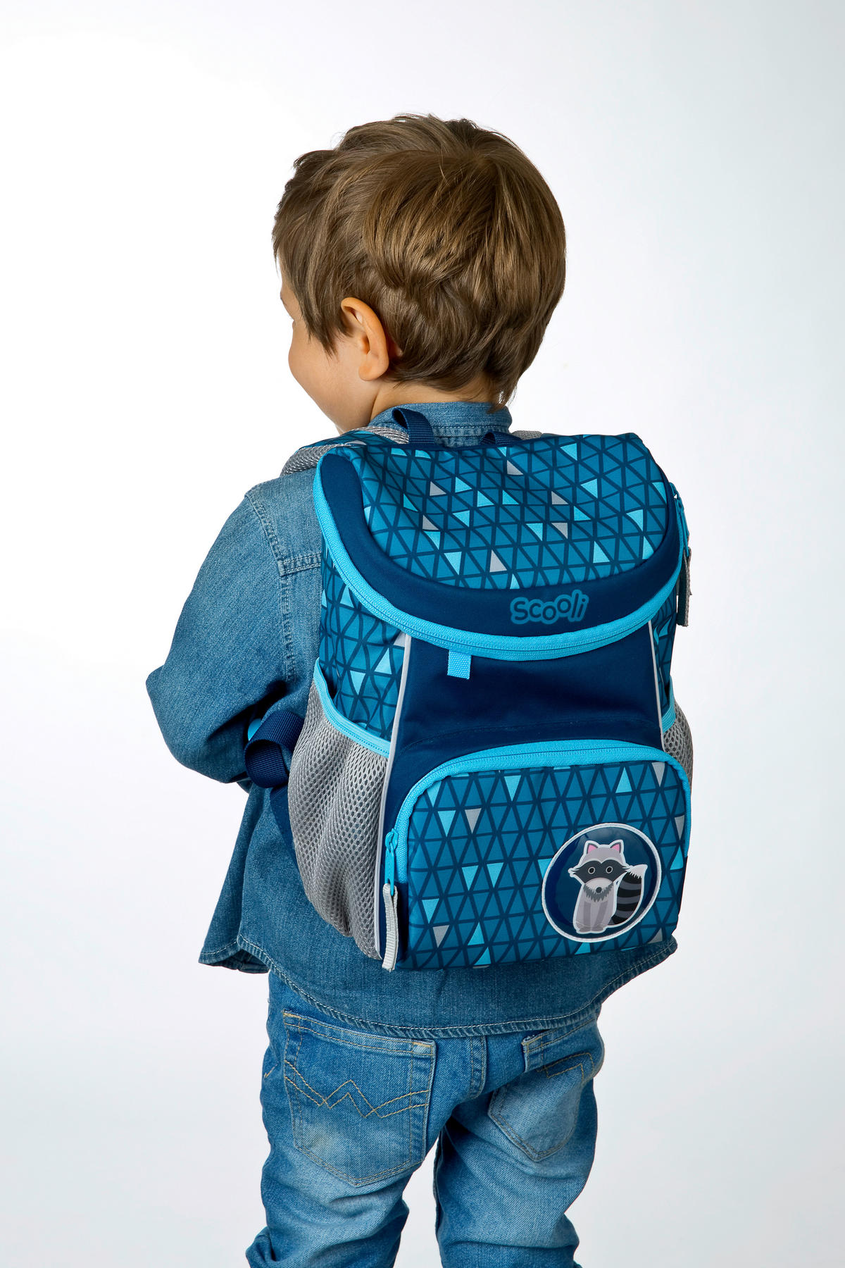 KINDERRUCKSACK Scooli Mini Me Ricki Racoon  - Blau/Grau, Basics, Textil (20/29/13cm)