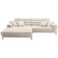 ECKSOFA  in Flachgewebe Beige Rücken echt  207/296 cm  - Beige/Schwarz, Design, Textil/Metall (207/296cm) - Dieter Knoll
