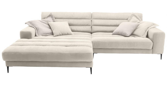 ECKSOFA  in Flachgewebe Beige Rücken echt  207/296 cm  - Beige/Schwarz, Design, Textil/Metall (207/296cm) - Dieter Knoll