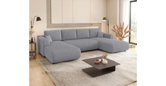 Wohnlandschaft inkl. Funktion Hellgrau Cord  - Hellgrau/Schwarz, KONVENTIONELL, Textil (200/360/200cm) - Xora