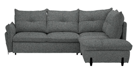 ECKSOFA in Bouclé Graublau  - Graublau/Schwarz, Design, Textil/Metall (250/220cm) - Xora