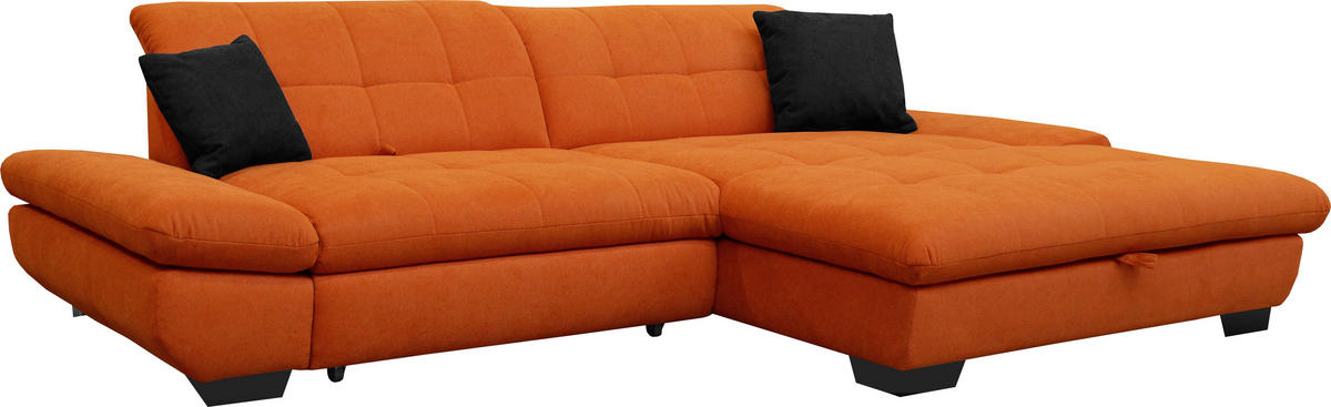 ECKSOFA in Mikrofaser Orange  - Schwarz/Orange, Design, Textil/Metall (290/198cm) - Xora