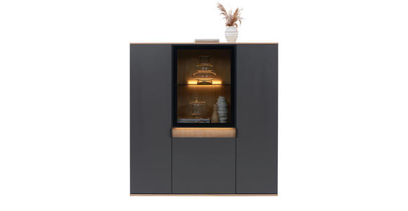 HIGHBOARD  in 130,5/134,6/42 cm  - Eichefarben/Anthrazit, Design, Glas/Holz (130,5/134,6/42cm) - Dieter Knoll