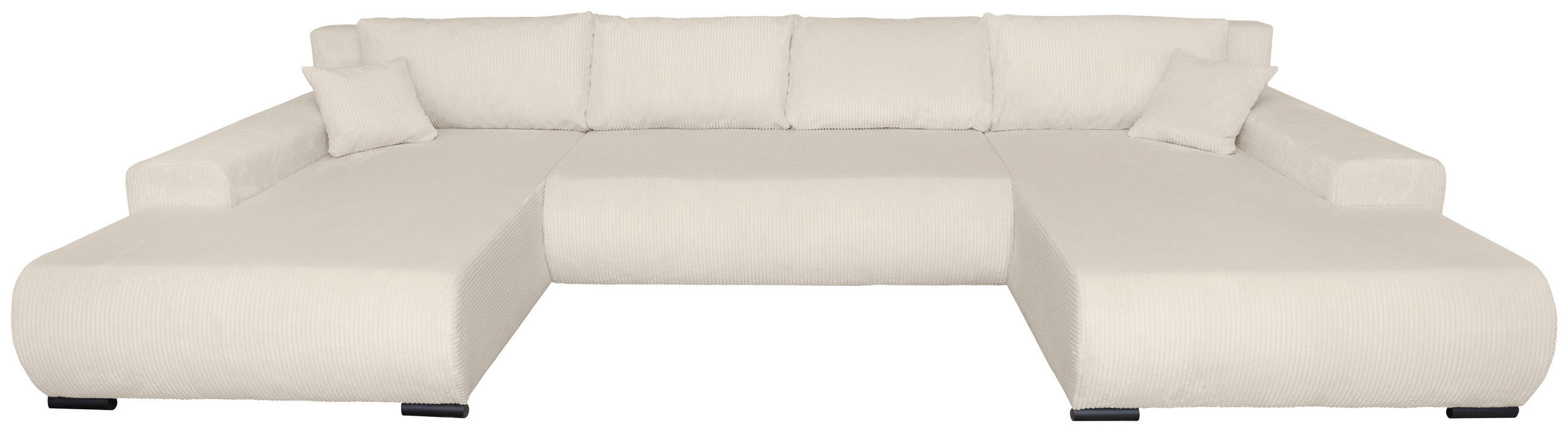 WOHNLANDSCHAFT Creme Cord  - Creme/Schwarz, KONVENTIONELL, Textil/Metall (191/351/191cm) - Carryhome